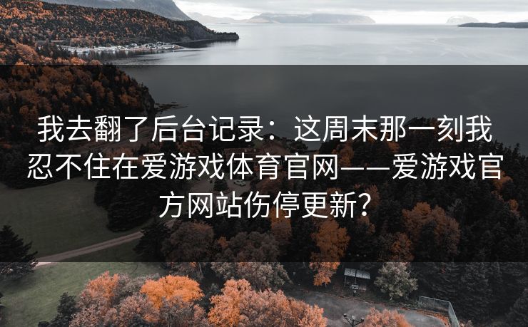 我去翻了后台记录：这周末那一刻我忍不住在爱游戏体育官网——爱游戏官方网站伤停更新？