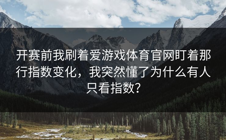 开赛前我刷着爱游戏体育官网盯着那行指数变化，我突然懂了为什么有人只看指数？
