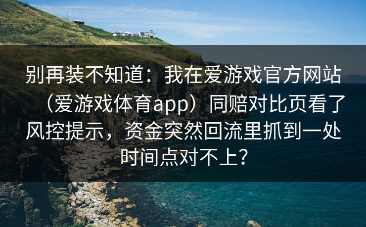 别再装不知道：我在爱游戏官方网站（爱游戏体育app）同赔对比页看了风控提示，资金突然回流里抓到一处时间点对不上？