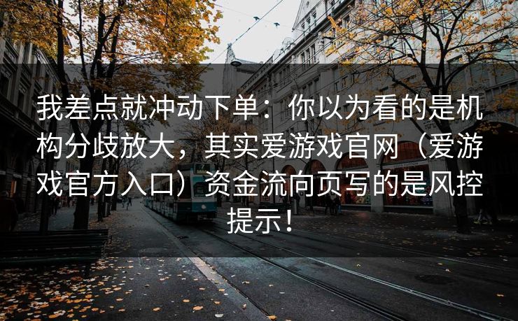 我差点就冲动下单：你以为看的是机构分歧放大，其实爱游戏官网（爱游戏官方入口）资金流向页写的是风控提示！