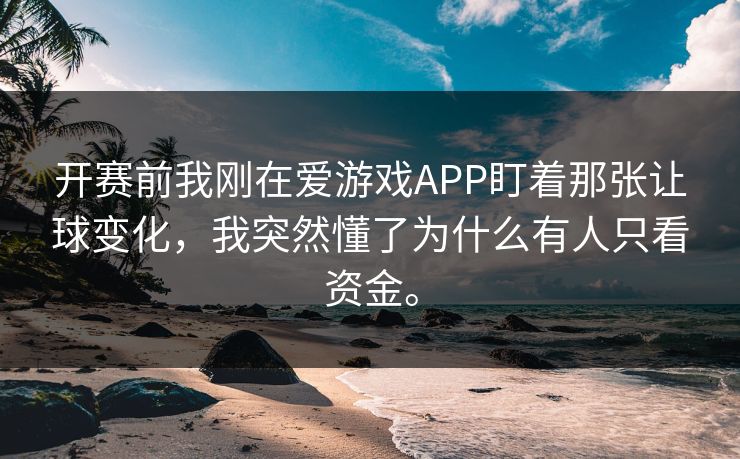 开赛前我刚在爱游戏APP盯着那张让球变化，我突然懂了为什么有人只看资金。