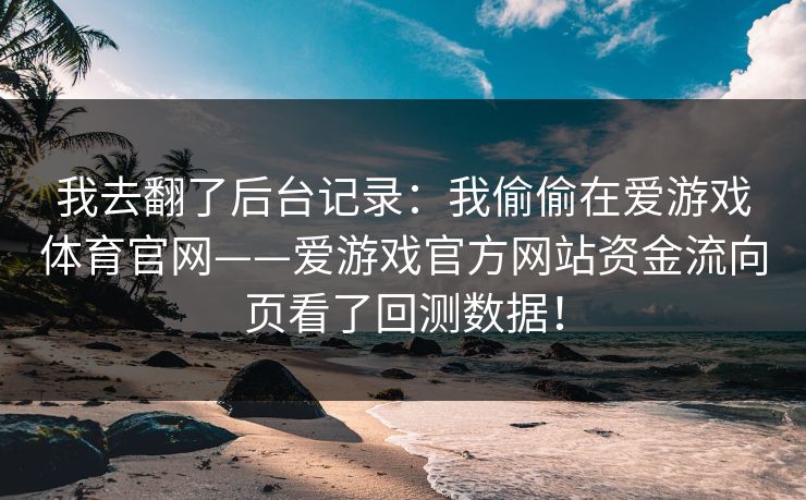 我去翻了后台记录：我偷偷在爱游戏体育官网——爱游戏官方网站资金流向页看了回测数据！